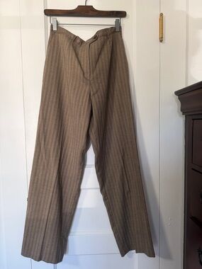 Sag Harbor Brown Pinstriped Wide-Leg Trousers